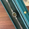 Classic Dark Square Dial Slim Silver Bracelet Watch for Women