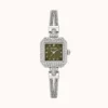 Classic Dark Square Dial Slim Silver Bracelet Watch for Women