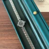 Classic Grey Round Dial Silver Textured Bracelet Watch for Women