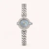 Classic Grey Round Dial Silver Textured Bracelet Watch for Women