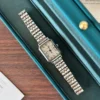 Classic White Rectangle Dial Silver Link Bracelet Watch for Women