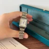 Classic White Rectangle Dial Silver Link Bracelet Watch for Women