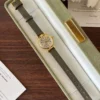 Classic Cream Round Dial Grey Strap Watch for Women
