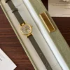 Classic Cream Round Dial Grey Strap Watch for Women
