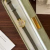 Classic Cream Round Dial Grey Strap Watch for Women