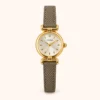 Classic Cream Round Dial Grey Strap Watch for Women