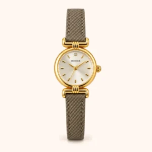 810-main-FFF7F1 Classic Cream Round Dial Grey Strap Watch for Women