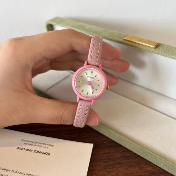 Elegant Pink Round Dial Pink Strap Watch for Women