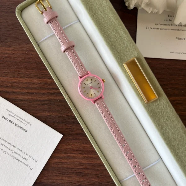 Elegant Pink Round Dial Pink Strap Watch for Women