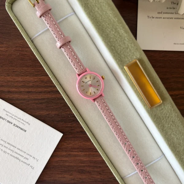 Elegant Pink Round Dial Pink Strap Watch for Women