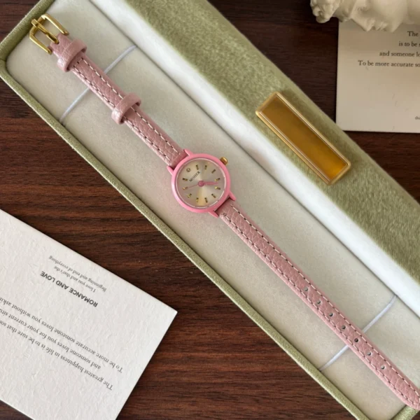 Elegant Pink Round Dial Pink Strap Watch for Women