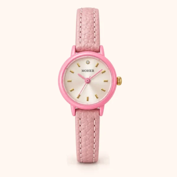 Elegant Pink Round Dial Pink Strap Watch for Women