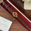 Classic Brown Oval Dial Textured Brown Strap Watch for Women