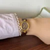 Classic Brown Oval Dial Textured Brown Strap Watch for Women