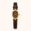 Classic Brown Oval Dial Textured Brown Strap Watch for Women