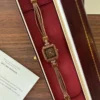 Classic Brown Square Dial Slim Brown Bracelet Watch for Women