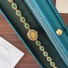Elegant Green Oval Accent Gold Bracelet Watch for Women