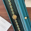 Elegant Green Oval Accent Gold Bracelet Watch for Women