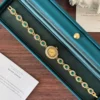 Elegant Green Oval Accent Gold Bracelet Watch for Women