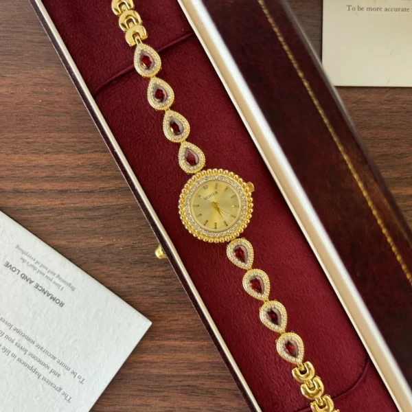 Elegant White Oval Link Gold Bracelet Watch for Women
