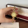 Elegant White Oval Link Gold Bracelet Watch for Women