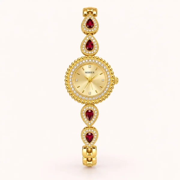 Elegant White Oval Link Gold Bracelet Watch for Women
