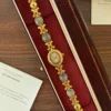 Elegant Grey Oval Accent Gold Floral Bracelet Watch for Women
