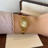 Elegant Grey Oval Accent Gold Floral Bracelet Watch for Women