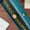 Classic Dark Green Oval Link Gold Bracelet Watch for Women