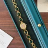 Classic Dark Green Oval Link Gold Bracelet Watch for Women