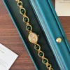 Classic Dark Green Oval Link Gold Bracelet Watch for Women