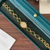 Classic Dark Green Oval Link Gold Bracelet Watch for Women