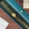 Classic Dark Green Oval Link Gold Bracelet Watch for Women