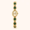 Classic Dark Green Oval Link Gold Bracelet Watch for Women