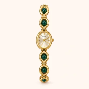 821-main-FFF7F1 Classic Dark Green Oval Link Gold Bracelet Watch for Women