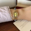 Elegant Blue Oval Accent Gold Oval Dial Bracelet Watch for Women