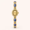 Elegant Blue Oval Accent Gold Oval Dial Bracelet Watch for Women