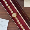 Elegant Pale Round Accent Gold Bracelet Watch for Women
