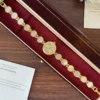 Elegant Pale Round Accent Gold Bracelet Watch for Women