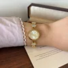 Elegant Pale Round Accent Gold Bracelet Watch for Women