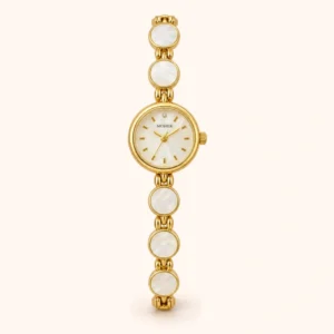 824-main-FFF7F1 Elegant Pale Round Accent Gold Bracelet Watch for Women