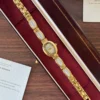 Elegant Pale Rectangle Accent Gold Oval Dial Watch for Women