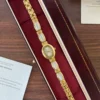 Elegant Pale Rectangle Accent Gold Oval Dial Watch for Women