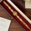 Elegant Pale Rectangle Accent Gold Oval Dial Watch for Women