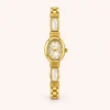 Elegant Pale Rectangle Accent Gold Oval Dial Watch for Women