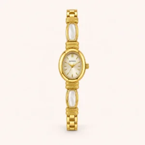 825-main Elegant Pale Rectangle Accent Gold Oval Dial Watch for Women