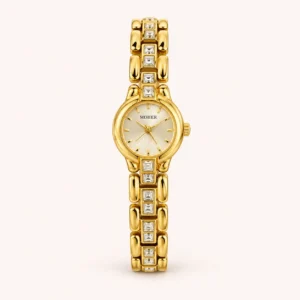 826-main Classic Gold Round Dial Rectangular Link Bracelet Watch for Women