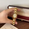 Classic Gold Oval Dial Round Link Bracelet Watch for Women