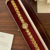 Classic Gold Oval Dial Round Link Bracelet Watch for Women