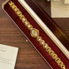 Classic Gold Oval Dial Round Link Bracelet Watch for Women
